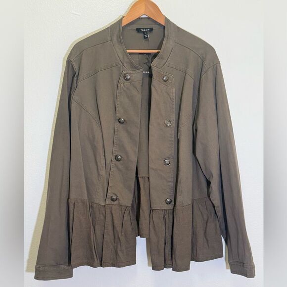 NWT Torrid - Fab Mix Military Peplum Open Jacket - size 4/4XL - Picture 1 of 6